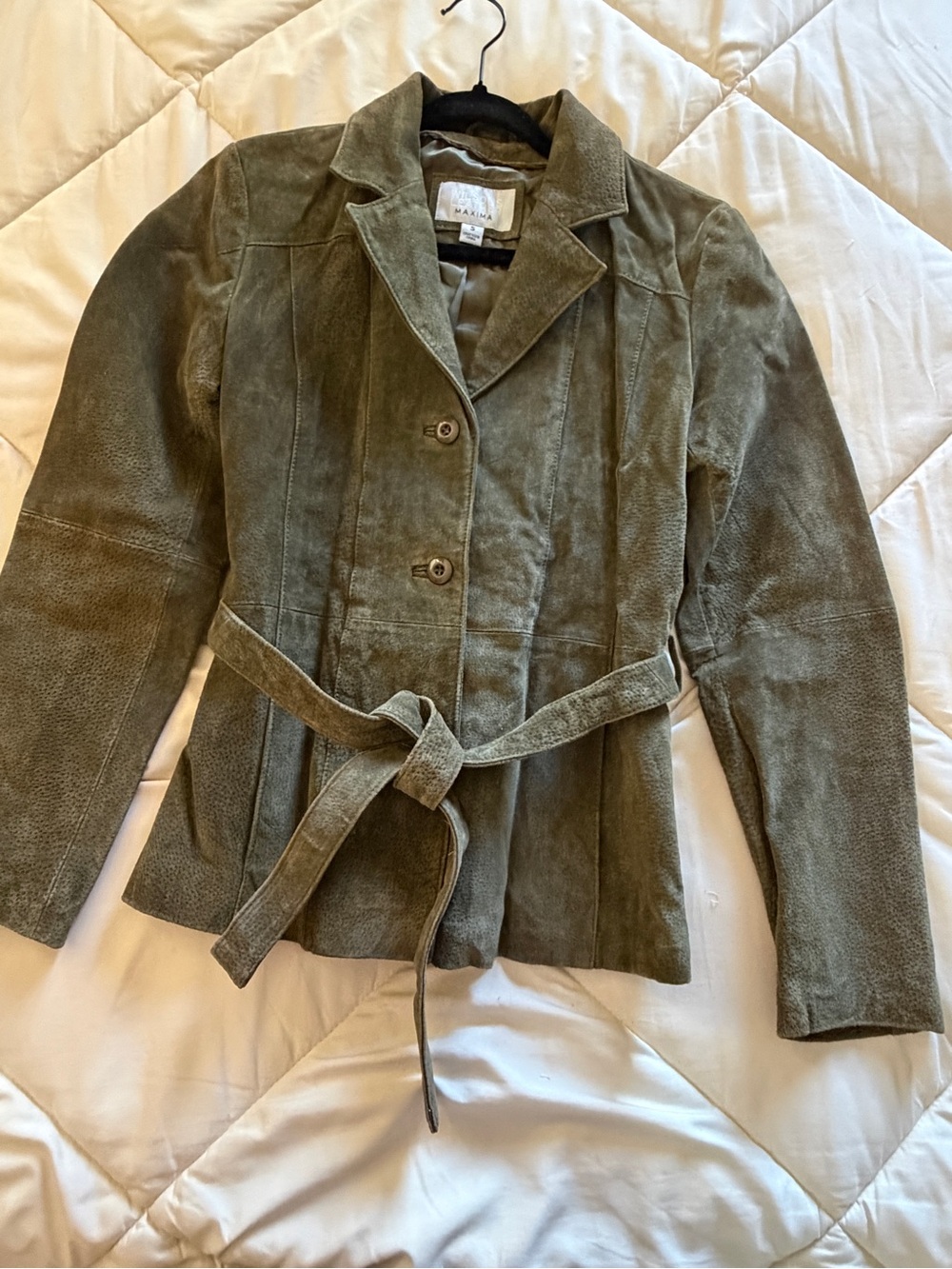 Vintage Wilson’s Leather Dark Olive Green Leather Suede Coat. NTN. Size S